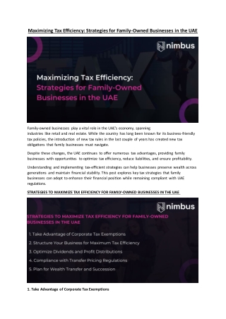 Maximizing Tax Efficiency Strategies for Family-Owned Businesses in the UAE - NIMBUS