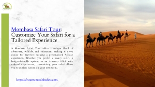 Mombasa Safari Tour Customize Your Safari for a Tailored Experience