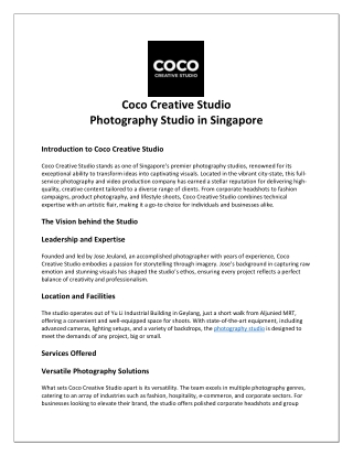 Top Photography Studio in Singapore