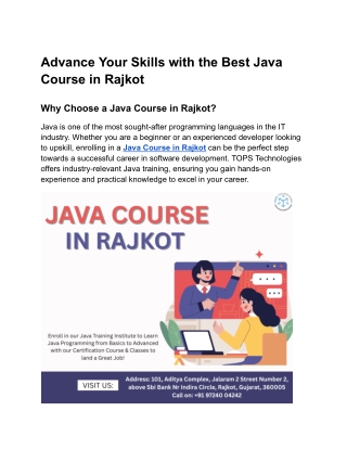 Advance Your Skills with the Best Java Course in Rajkot (1)