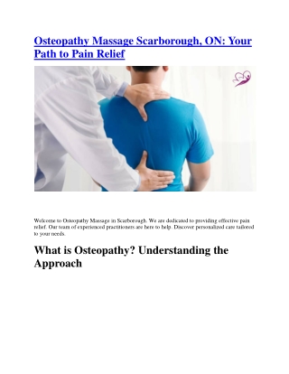 Osteopathy Massage in  Scarborough