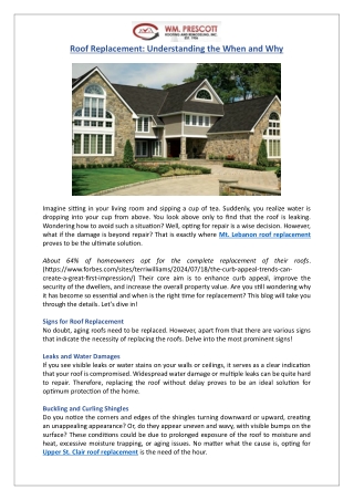 Roof Replacement: Understanding the When and Why