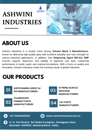 Best Solvent Black 5 Manufacturers by Ashwini Industries