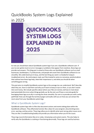QuickBooks System Logs Explained in 2025