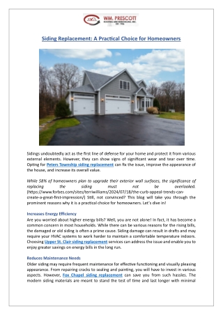 Siding Replacement: A Practical Choice for Homeowners