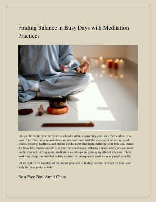 Finding Balance in Busy Days with Meditation Practices
