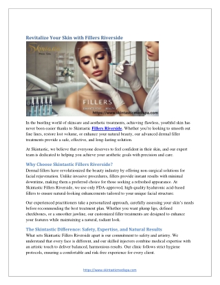 Revitalize Your Skin with Fillers Riverside