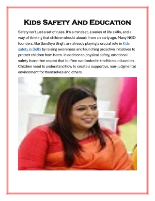 Kids Safety And Education