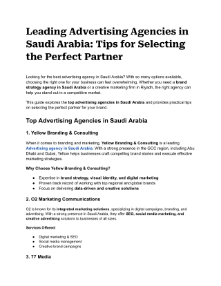 Leading Advertising Agencies in Saudi Arabia_ Tips for Selecting the Perfect Partner