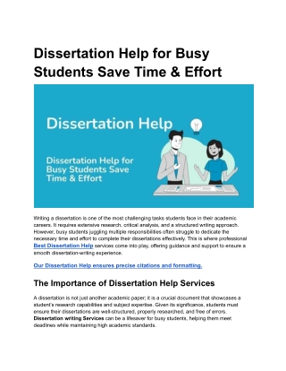 Dissertation Help for Busy Students Save Time & Effort