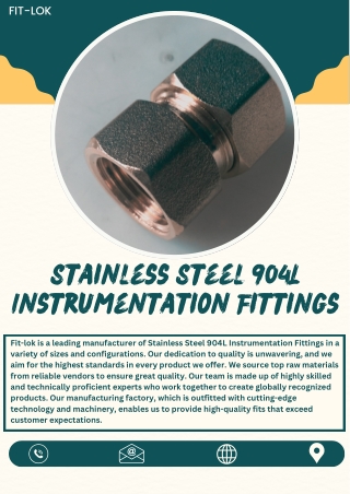 Stainless Steel 904L Instrumentation Fittings