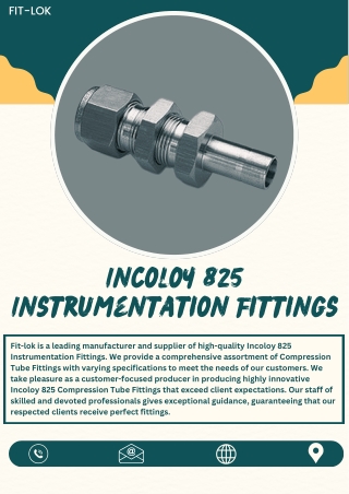 Incoloy 825 Instrumentation Fittings