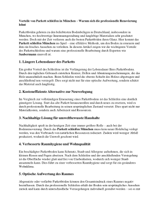 Parkettschleifen und Fußbodenheizung – Wichtige Hinweise für Münchener Häuse