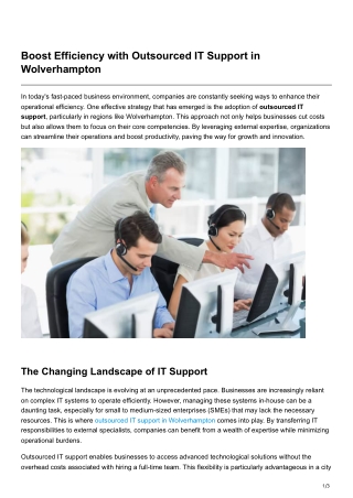 Boost Efficiency with Outsourced IT Support in Wolverhampton