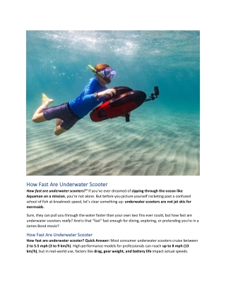 How Fast Are Underwater Scooter