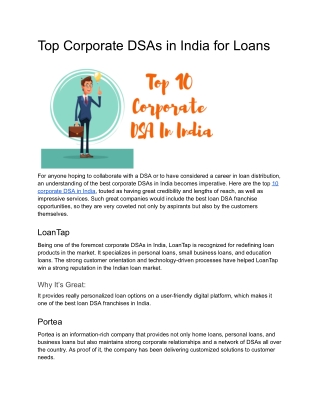 Top Corporate DSAs in India for Loans