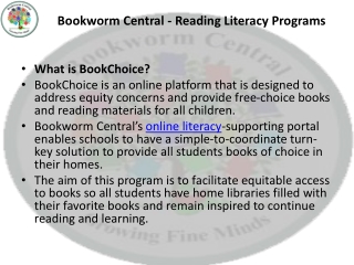 Bookworm Central - Reading Literacy Programs