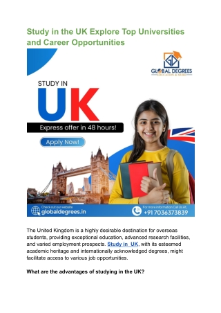 Study in the UK Explore Top Universities and Career Opportunities