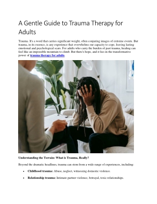 A Gentle Guide to Trauma Therapy for Adults