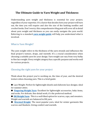 The Ultimate Guide to Yarn Weight and Thickness