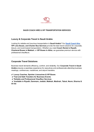 SAUDI COACH HIRE & VIP TRANSPORTATION SERVICES