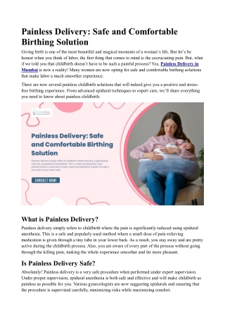 Painless Delivery in Chembur, Mumbai