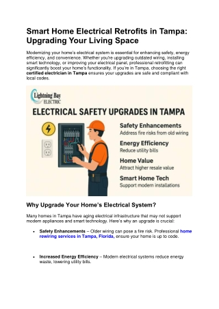 Smart Home Electrical Retrofits in Tampa: Upgrading Your Living Space