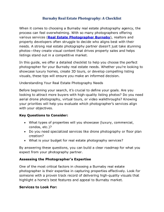 Burnaby Real Estate Photography: A Checklist