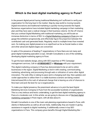 Which is the best digital marketing agency in Pune