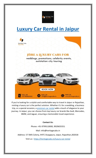 Luxury Car Rental in Jaipur