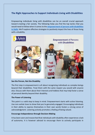 The Right Approaches to Support Individuals Living with Disabilities