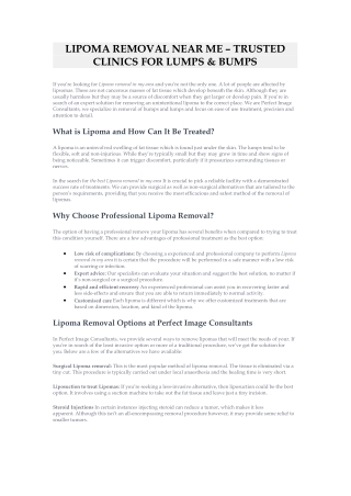 Lipoma Removal Near Me – Trusted Clinics for Lumps & Bumps