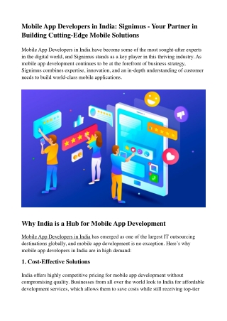 Mobile App Developers in India- Signimus - Your Partner in Building Cutting-Edge Mobile Solutions