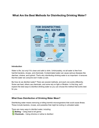What Are the Best Methods for Disinfecting Drinking Water