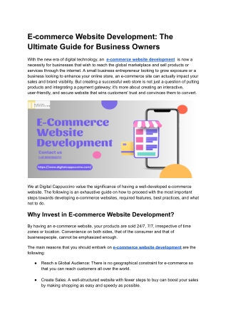 E-commerce Website Development: The Ultimate Business Owners' Handbook