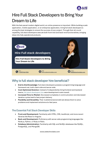 Hire Full Stack Developers to Bring Your Dream to Life