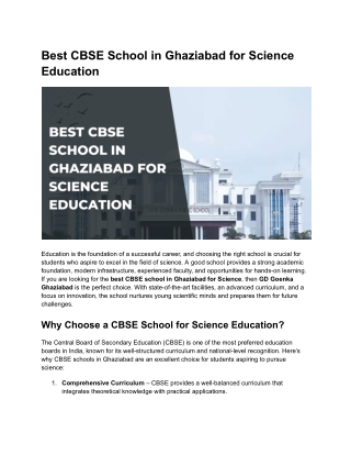Best CBSE School in Ghaziabad for Science Education