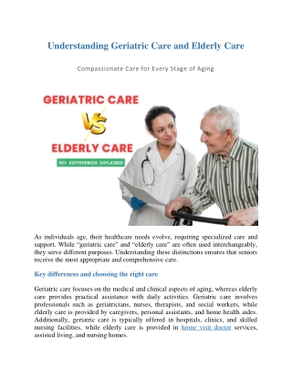 Understanding Geriatric Care and Elderly Care