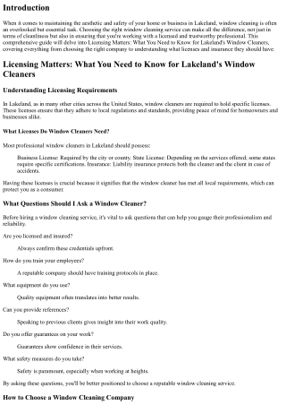 Licensing Matters: What You Need to Know for Lakeland's Window Cleaners