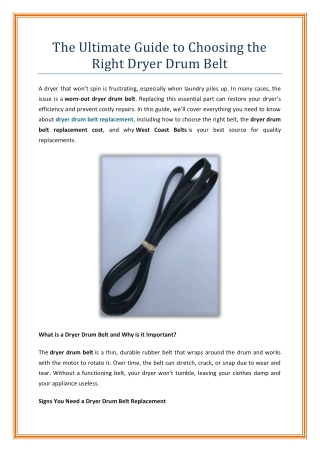 The Ultimate Guide to Choosing the Right Dryer Drum Belt!