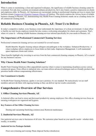 Reliable Business Cleaning in Phoenix, AZ: Trust Us to Deliver