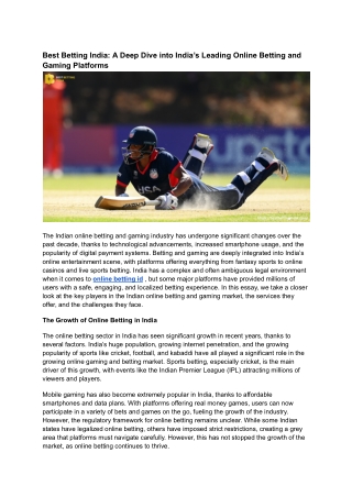 Best Betting in India_ A Deep Dive into India’s Leading Online Betting and Gaming Platforms