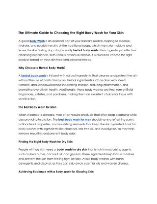 The Ultimate Guide to Choosing the Right Body Wash for Your Skin
