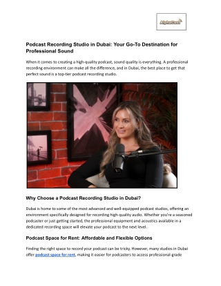 Podcast Recording Studio in Dubai_ Your Go-To Destination for Professional Sound