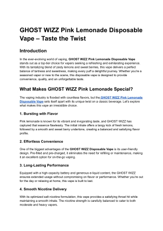 GHOST WIZZ Pink Lemonade Disposable Vape – Taste the Twist