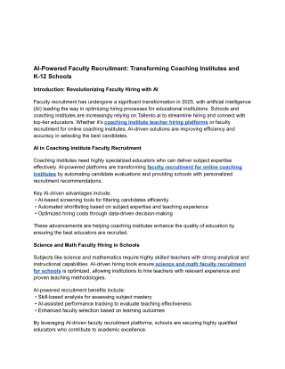AI-Powered Faculty Recruitment Transforming Coaching Institutes and K-12 Schools