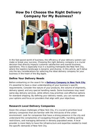 How Do I Choose the Right Delivery Company for My Business?