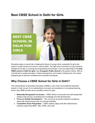 Best CBSE School in Delhi for Girls