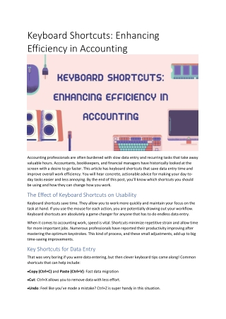 Keyboard Shortcuts: Enhancing Efficiency in Accounting