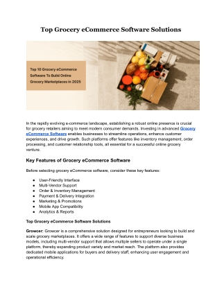 Top Grocery eCommerce Software Solutions